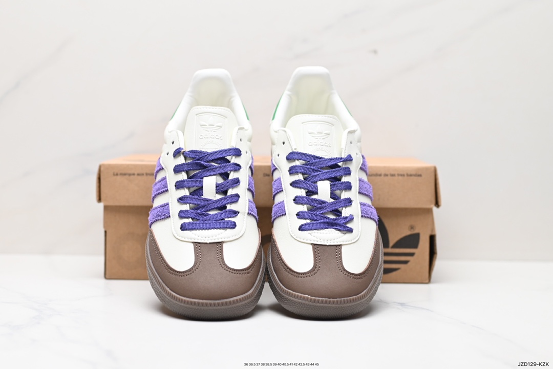 140 三叶草Adidas Originals Wmns Samba OG”Off White”桑巴舞板鞋“蓝莓优格塔米紫绿咖啡底” ID8349