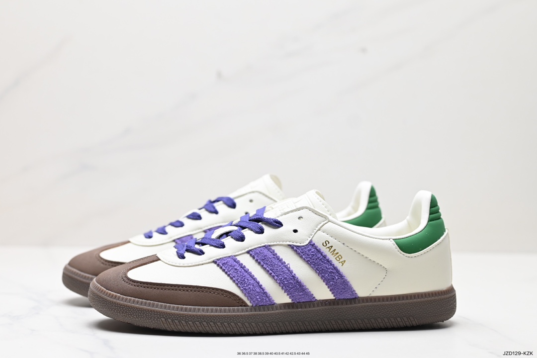 140 三叶草Adidas Originals Wmns Samba OG”Off White”桑巴舞板鞋“蓝莓优格塔米紫绿咖啡底” ID8349