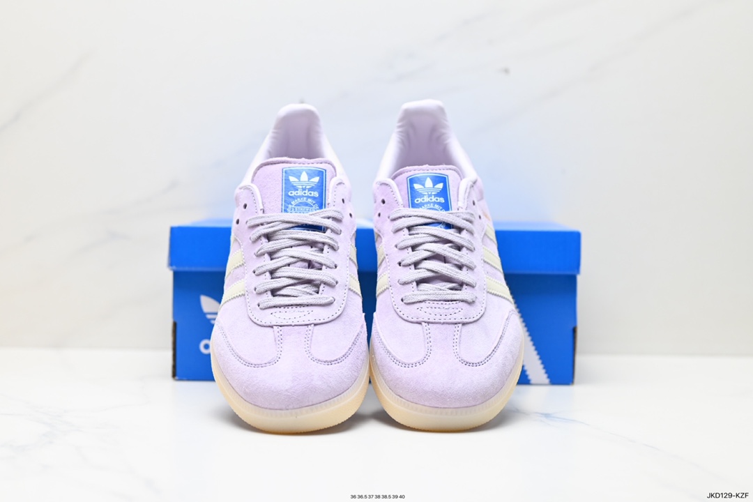 160 三叶草Adidas Originals Wmns Samba OG"Purple/Off White"桑巴舞板鞋“麂皮浅紫奶白”IG6176