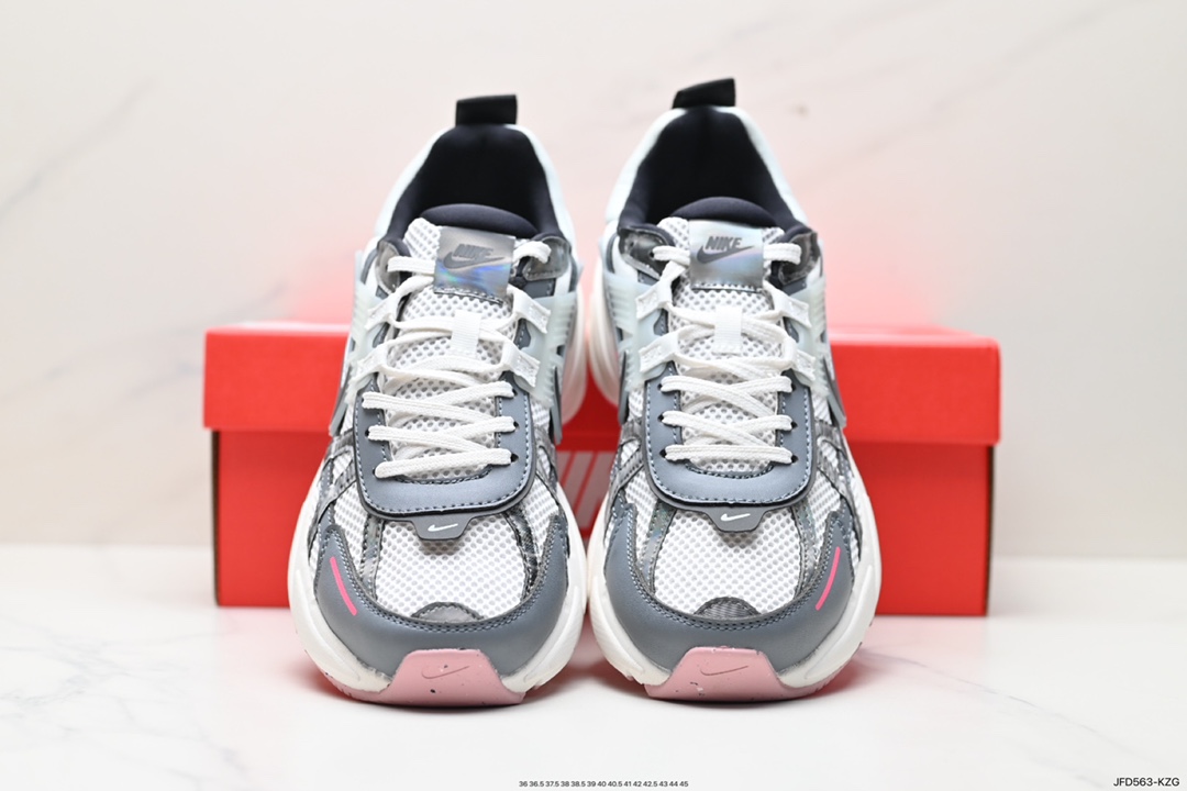 170 耐克Nike Wmns V2K Runtekk Low”White Grey Pink”复古慢跑鞋“白黑深灰粉”FZ5061-100