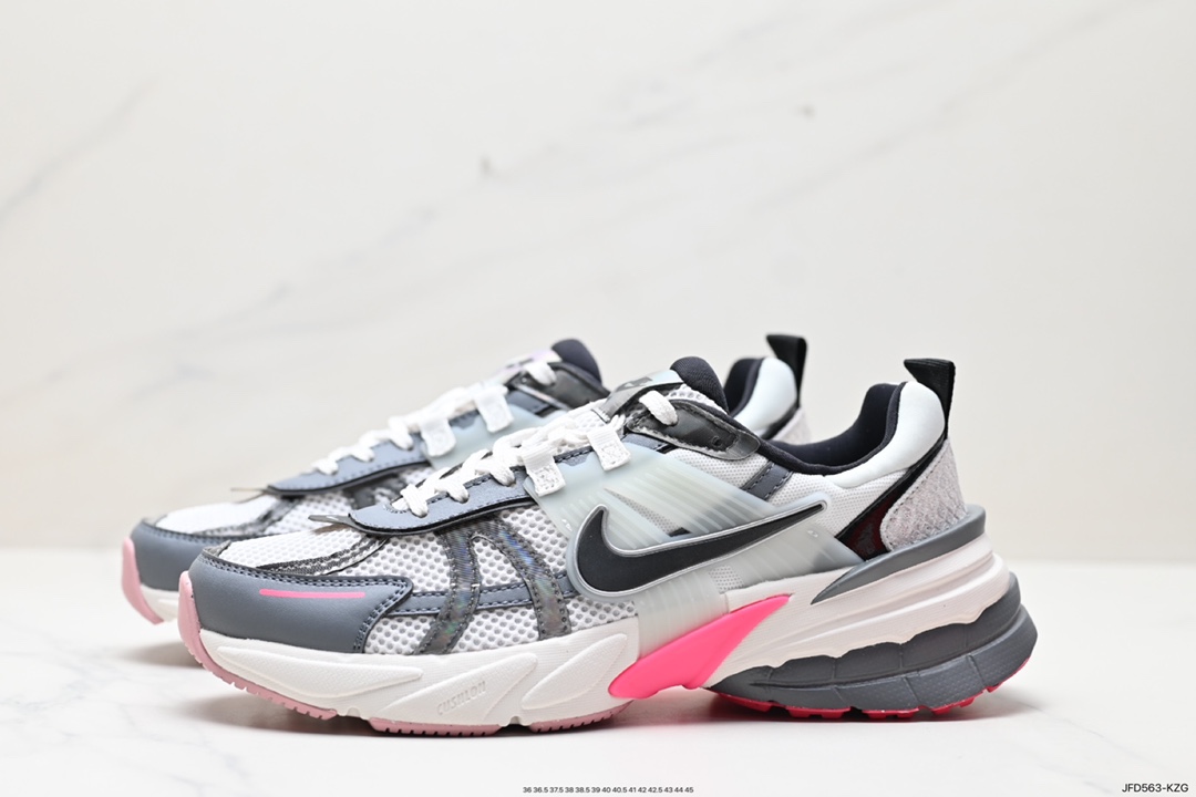 170 耐克Nike Wmns V2K Runtekk Low”White Grey Pink”复古慢跑鞋“白黑深灰粉”FZ5061-100