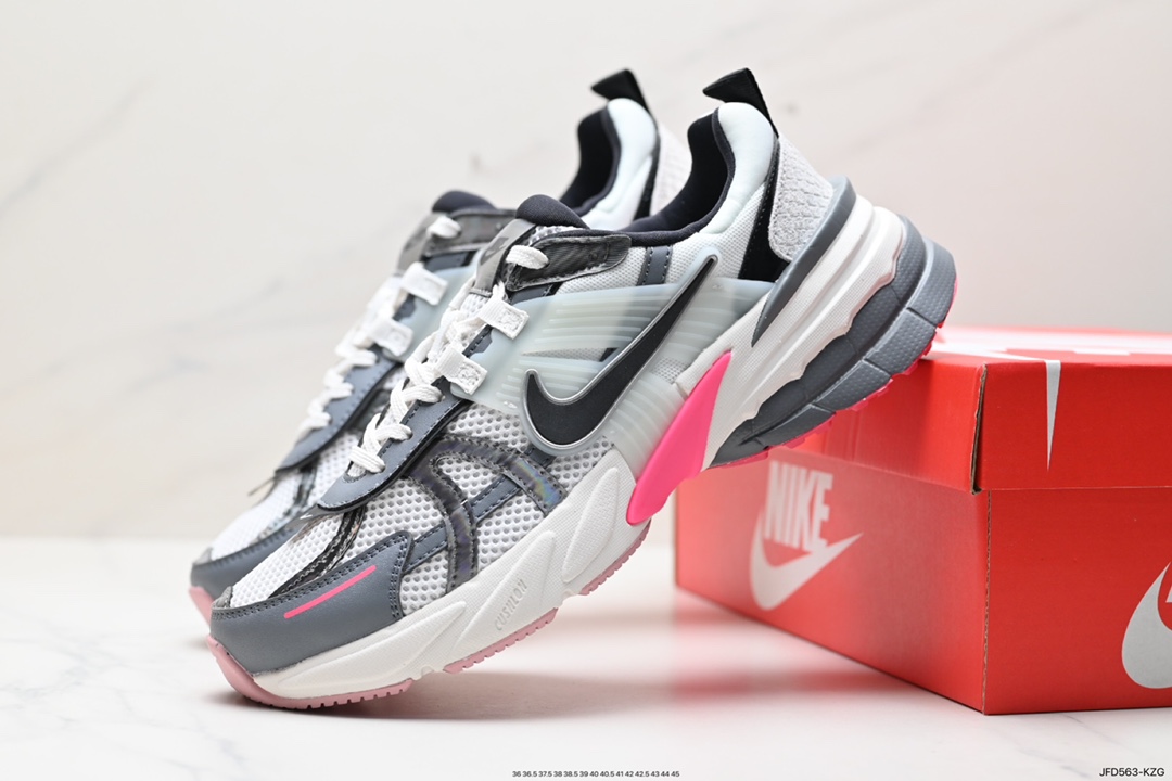 170 耐克Nike Wmns V2K Runtekk Low”White Grey Pink”复古慢跑鞋“白黑深灰粉”FZ5061-100