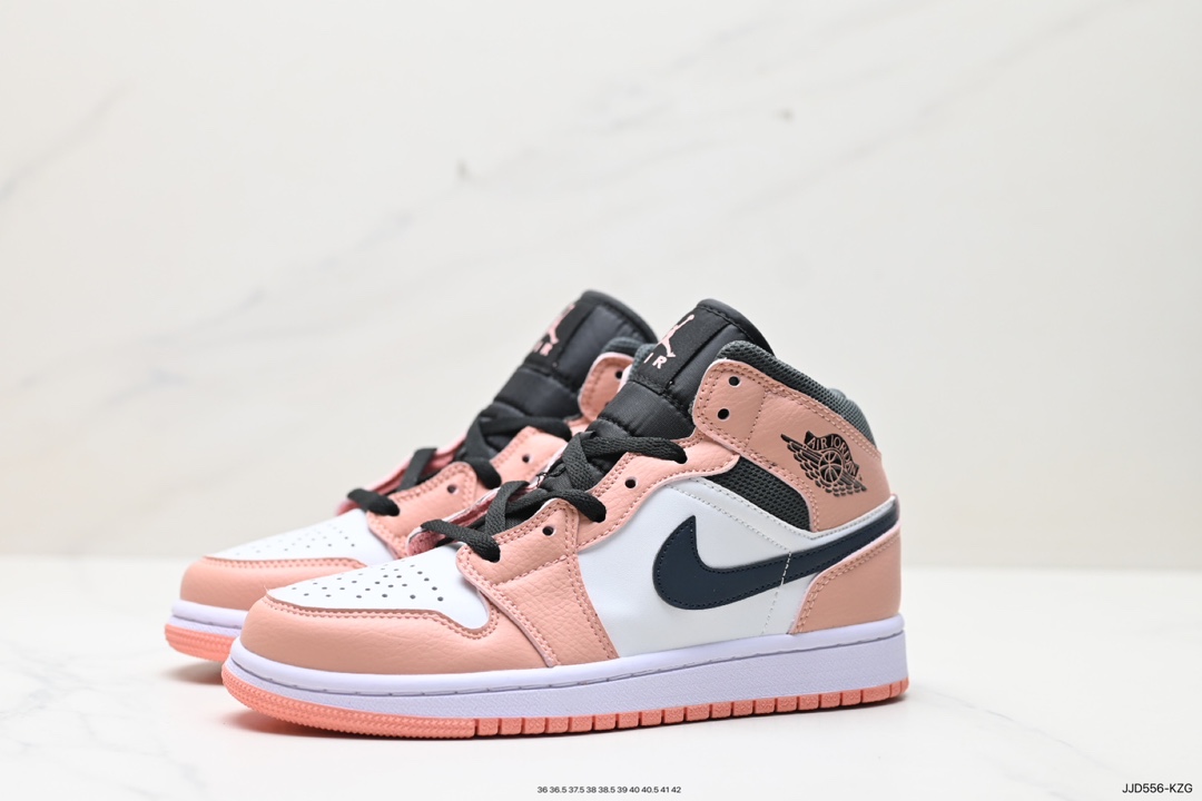 130 Air Jordan 1 MID AJ1这款款是名为“ Pink Quartz” 555112-603