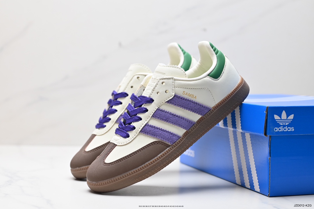 140 Adidas Originals Wmns Samba OG”Off White”桑巴舞板鞋“蓝莓优格塔米紫绿咖啡底”  ID8349