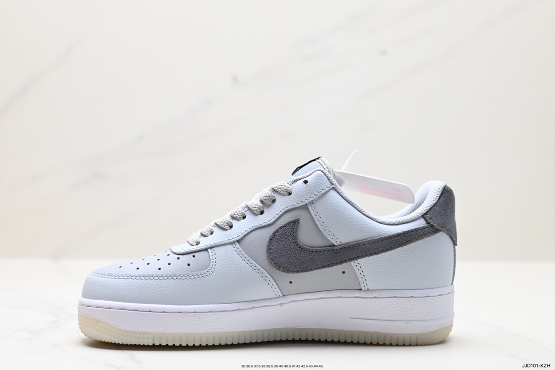 130 耐克Nike Air Force 1”07 Low”Light Smoke Grey”空军一号板鞋“浅烟灰深灰钩子 FJ4170-001