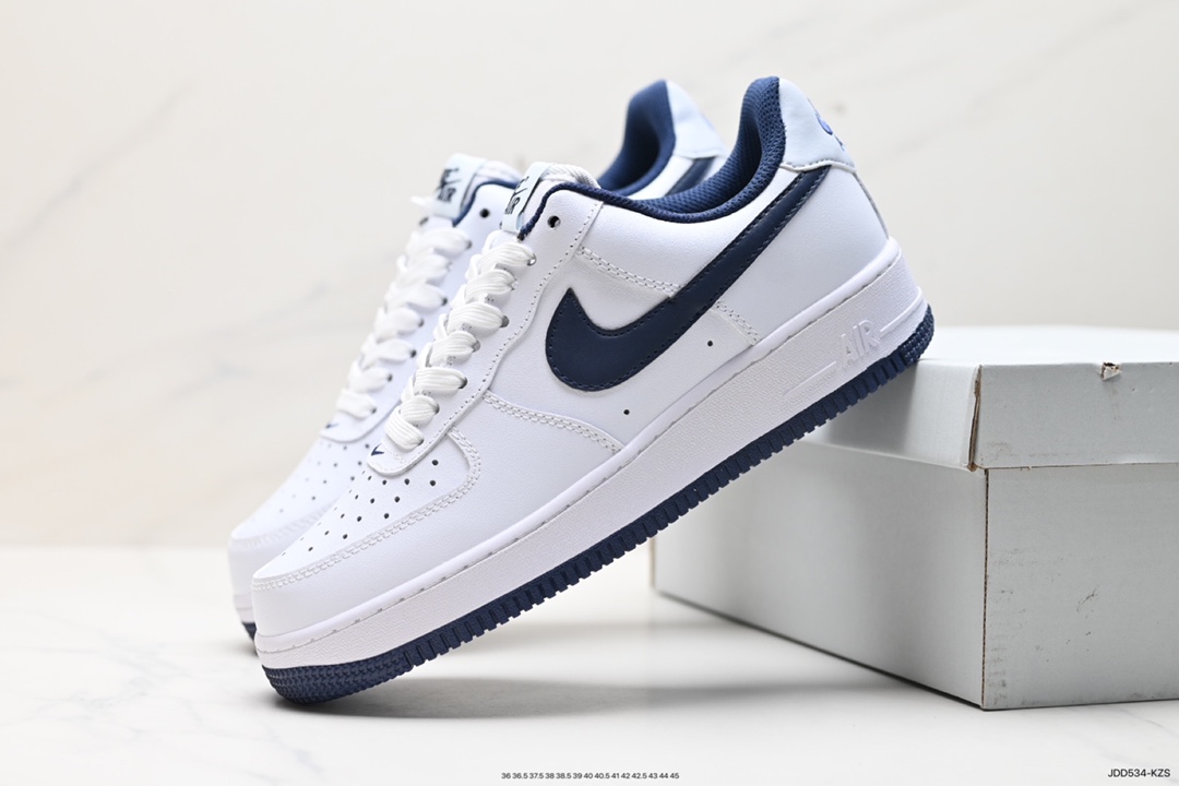 120 耐克Nike Air Force 1’07 Low”White Navy”空军一号板鞋“皮革白海军蓝钩子”FV5948-104