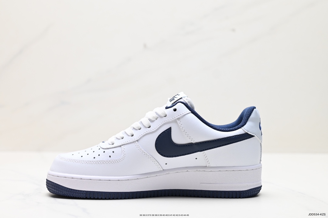 120 耐克Nike Air Force 1’07 Low”White Navy”空军一号板鞋“皮革白海军蓝钩子”FV5948-104