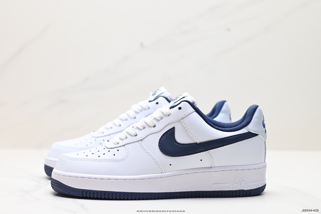 120 耐克Nike Air Force 1’07 Low”White Navy”空军一号板鞋“皮革白海军蓝钩子”FV5948-104