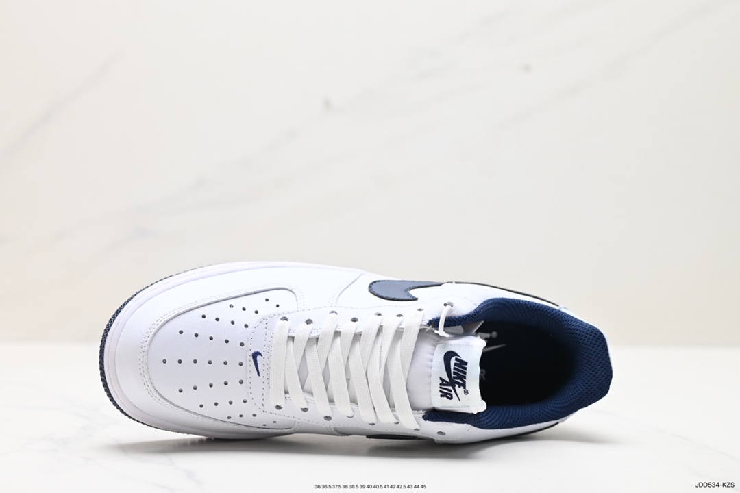 120 耐克Nike Air Force 1’07 Low”White Navy”空军一号板鞋“皮革白海军蓝钩子”FV5948-104