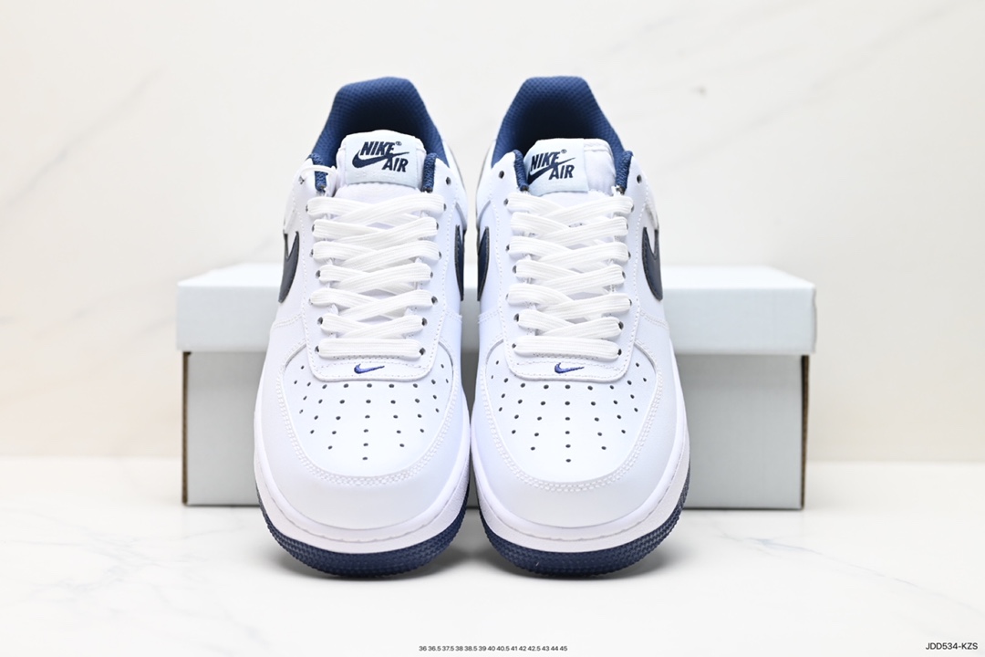 120 耐克Nike Air Force 1’07 Low”White Navy”空军一号板鞋“皮革白海军蓝钩子”FV5948-104