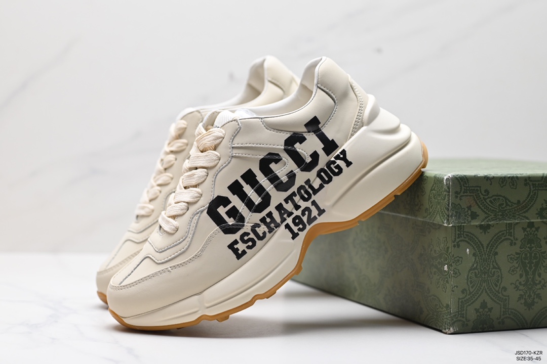 200 Gucci Logo 以老爹鞋 Rhyton 的复古感向悠长的时尚智慧致敬古驰 Rhyton 系列运动鞋 636343 A9L00 9522