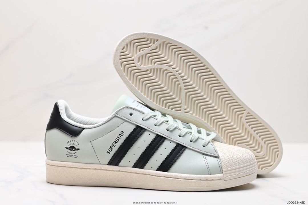 120 阿迪达斯adidas三叶草 Originals Superstars”White/Red Laceless””黑绿