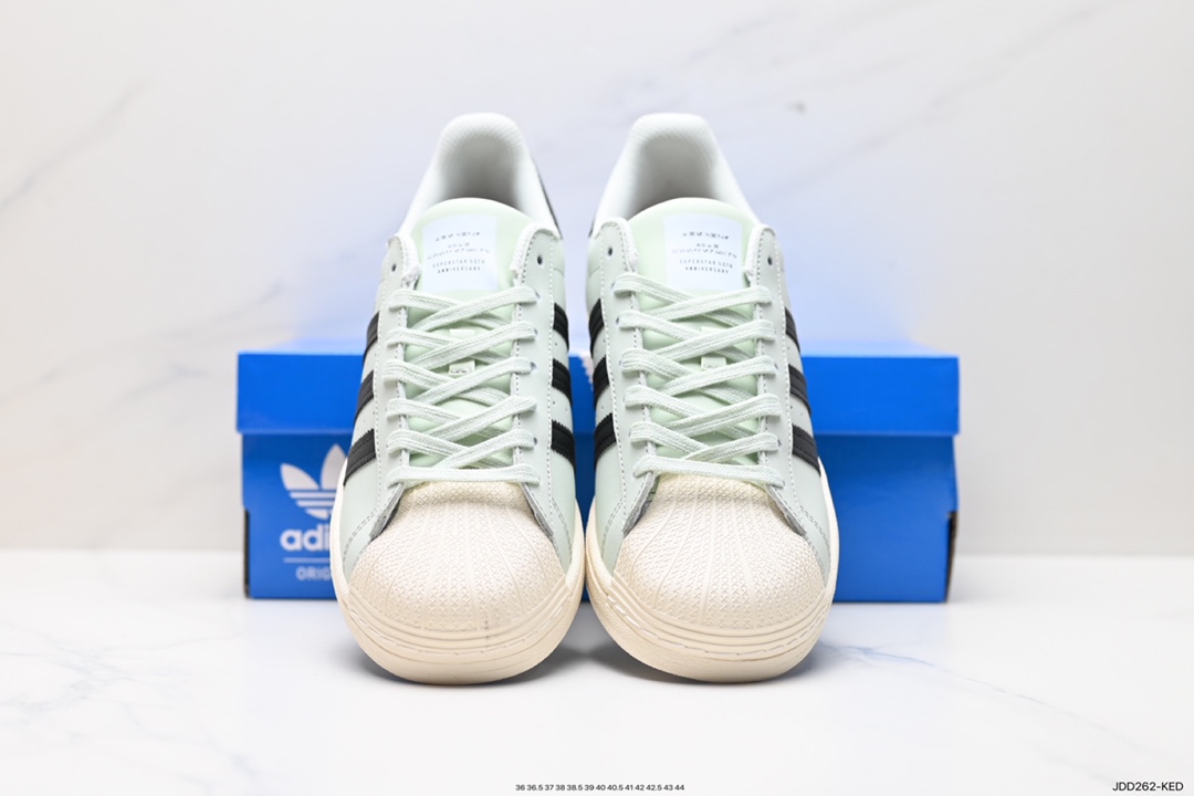 120 阿迪达斯adidas三叶草 Originals Superstars”White/Red Laceless””黑绿