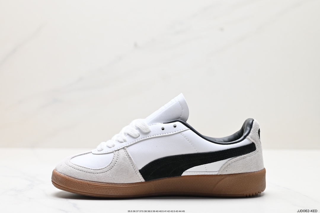 130 彪马PUMA Palermo Leather 巴勒莫系列低帮板鞋“皮革白浅灰黑焦糖底”396464-01