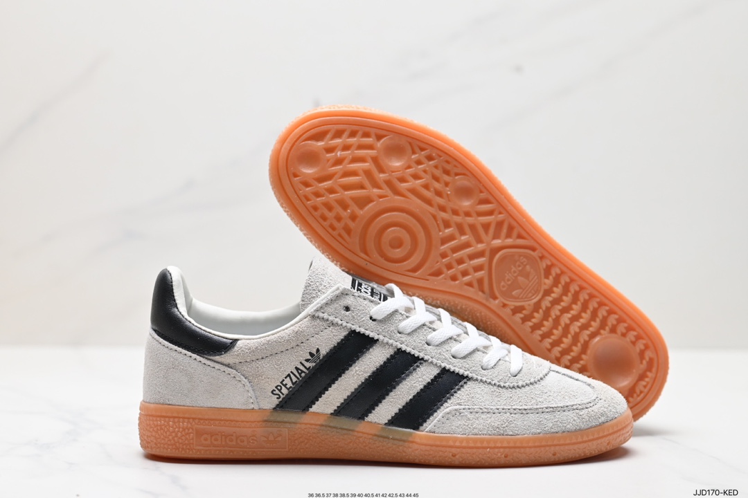 阿迪达斯Adidas Originals Handball SPZL 手球运动员系列板鞋“绒面浅灰黑焦糖底 IF6562