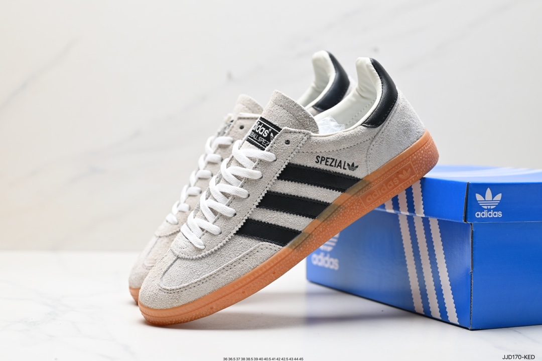 阿迪达斯Adidas Originals Handball SPZL 手球运动员系列板鞋“绒面浅灰黑焦糖底 IF6562