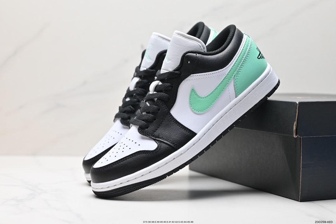 230 Nike Air Jordan 1 Low”Green Glow”AJ1乔丹一代低帮篮球鞋“黑白薄荷绿”553558-131