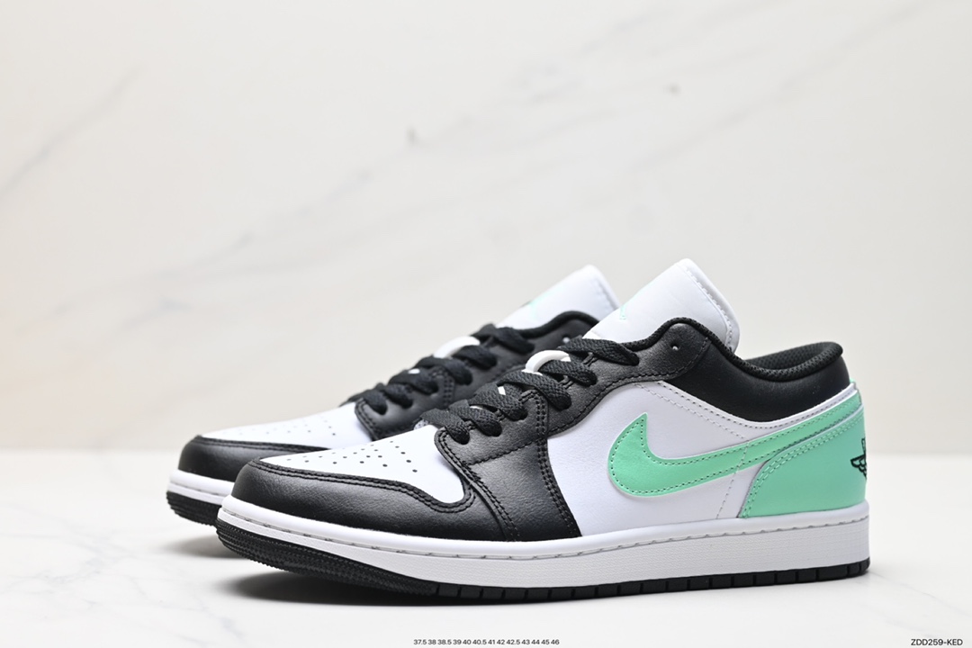 230 Nike Air Jordan 1 Low”Green Glow”AJ1乔丹一代低帮篮球鞋“黑白薄荷绿”553558-131