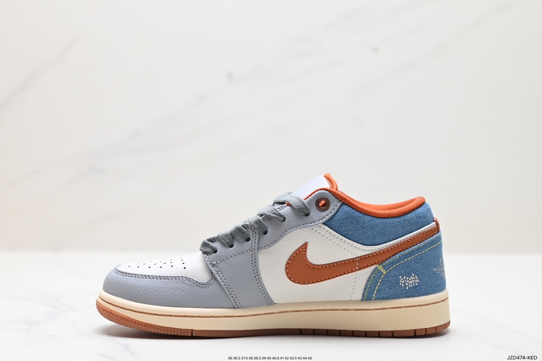 140 耐克Nike Air Jordan 1 Low SE”Phantom Denim Swoosh”AJ1乔丹一代低帮篮球鞋“灰棕牛仔蓝情人节”FZ5045-091