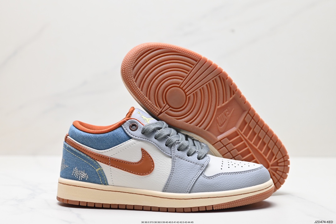 140 耐克Nike Air Jordan 1 Low SE”Phantom Denim Swoosh”AJ1乔丹一代低帮篮球鞋“灰棕牛仔蓝情人节”FZ5045-091