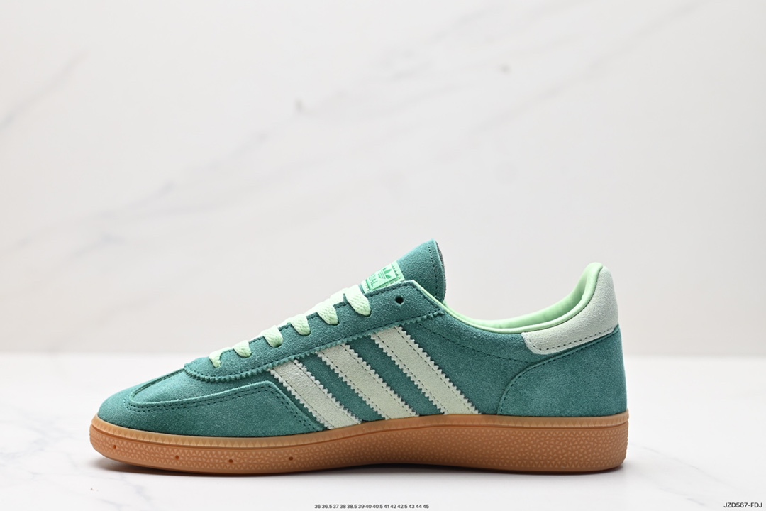 140 阿迪达斯Adidas Originals Handball SPZL 手球运动员板鞋“绒面浅灰黑焦糖底 IE5896