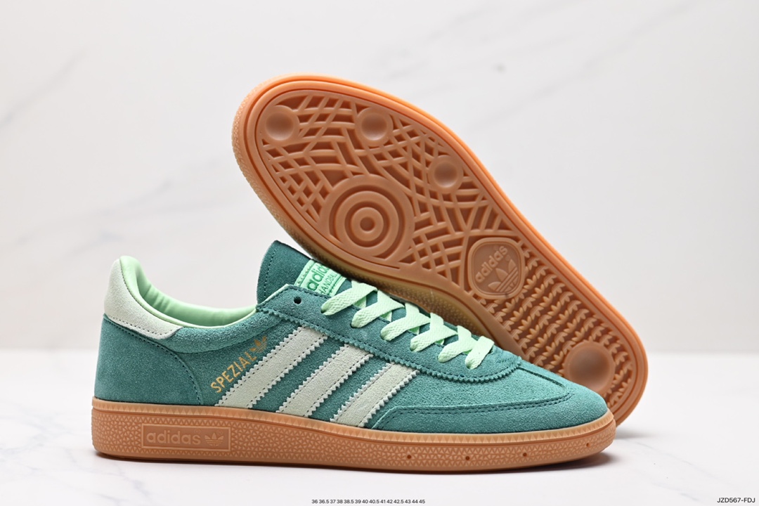 140 阿迪达斯Adidas Originals Handball SPZL 手球运动员板鞋“绒面浅灰黑焦糖底 IE5896