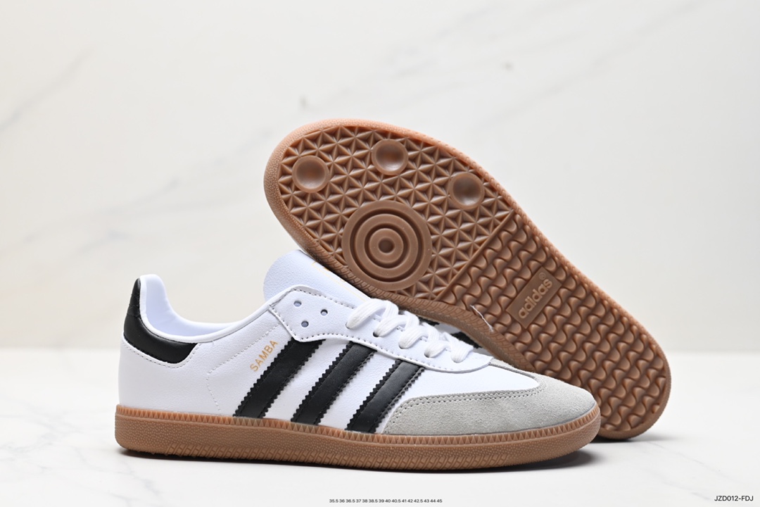 140 Adidas Originals Samba Decon”Cloud White”桑巴舞板鞋“单层皮白黑升级底” IF0642