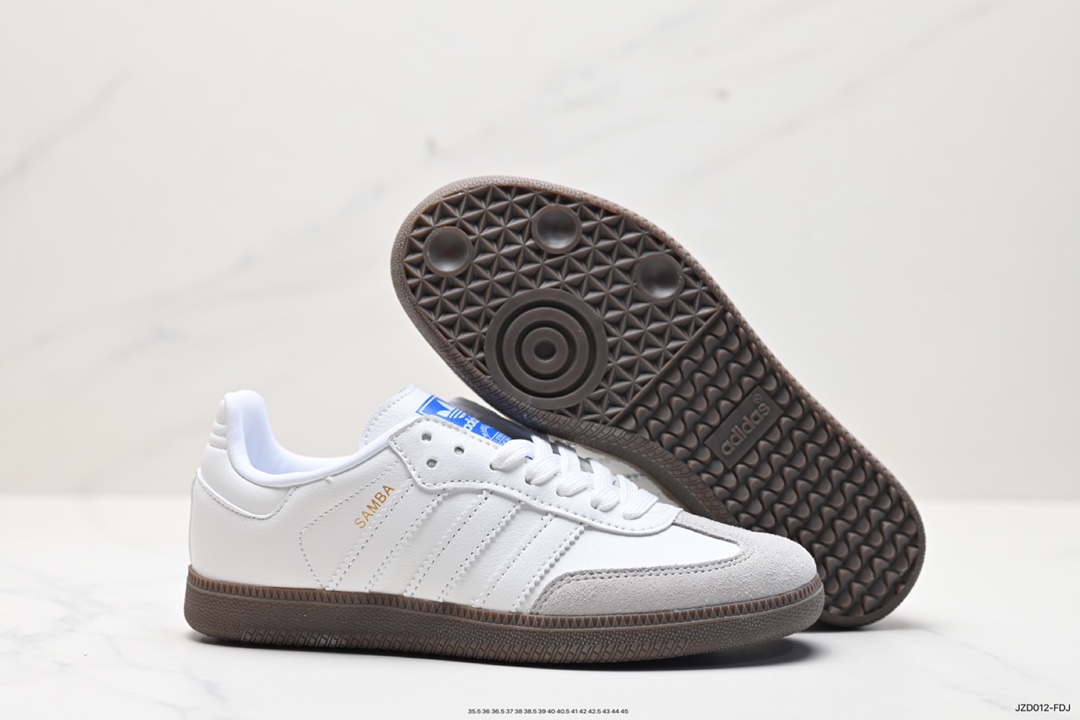 140 Adidas Originals Samba Decon”Cloud White”桑巴舞板鞋“单层皮白黑升级底” IF0642