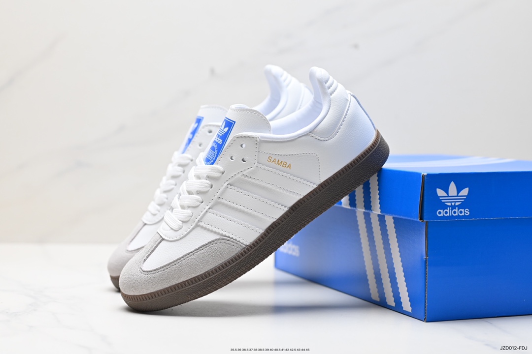 140 Adidas Originals Samba Decon”Cloud White”桑巴舞板鞋“单层皮白黑升级底” IF0642