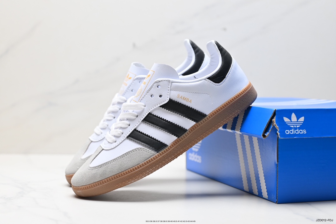 140 Adidas Originals Samba Decon”Cloud White”桑巴舞板鞋“单层皮白黑升级底” IF0642