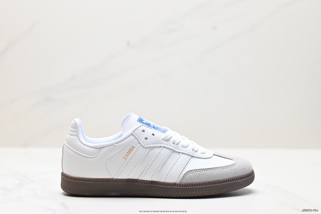 140 Adidas Originals Samba Decon”Cloud White”桑巴舞板鞋“单层皮白黑升级底” IF0642