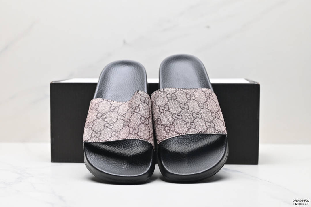 70 Gucci拖鞋系列Gucci Leather slide with bow 沙滩皮革一字拖拖鞋