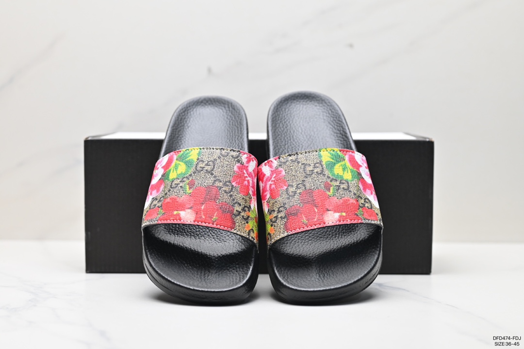 70 Gucci拖鞋系列Gucci Leather slide with bow 沙滩皮革一字拖拖鞋