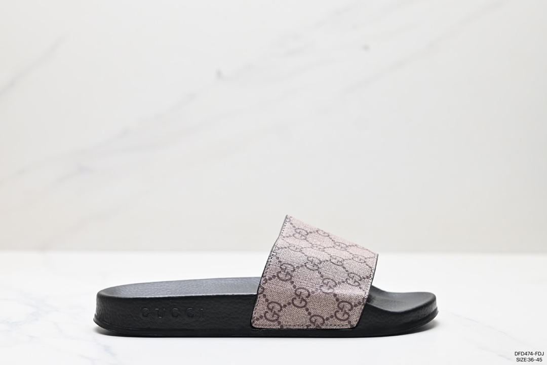 70 Gucci拖鞋系列Gucci Leather slide with bow 沙滩皮革一字拖拖鞋