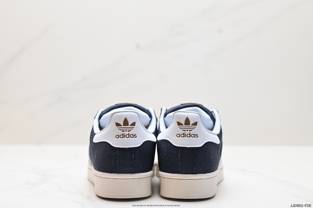 三叶草Originals Superstar “Jeans”经典贝壳头系列低帮百搭休闲运动板鞋“丹宁牛仔深蓝白”GY2918