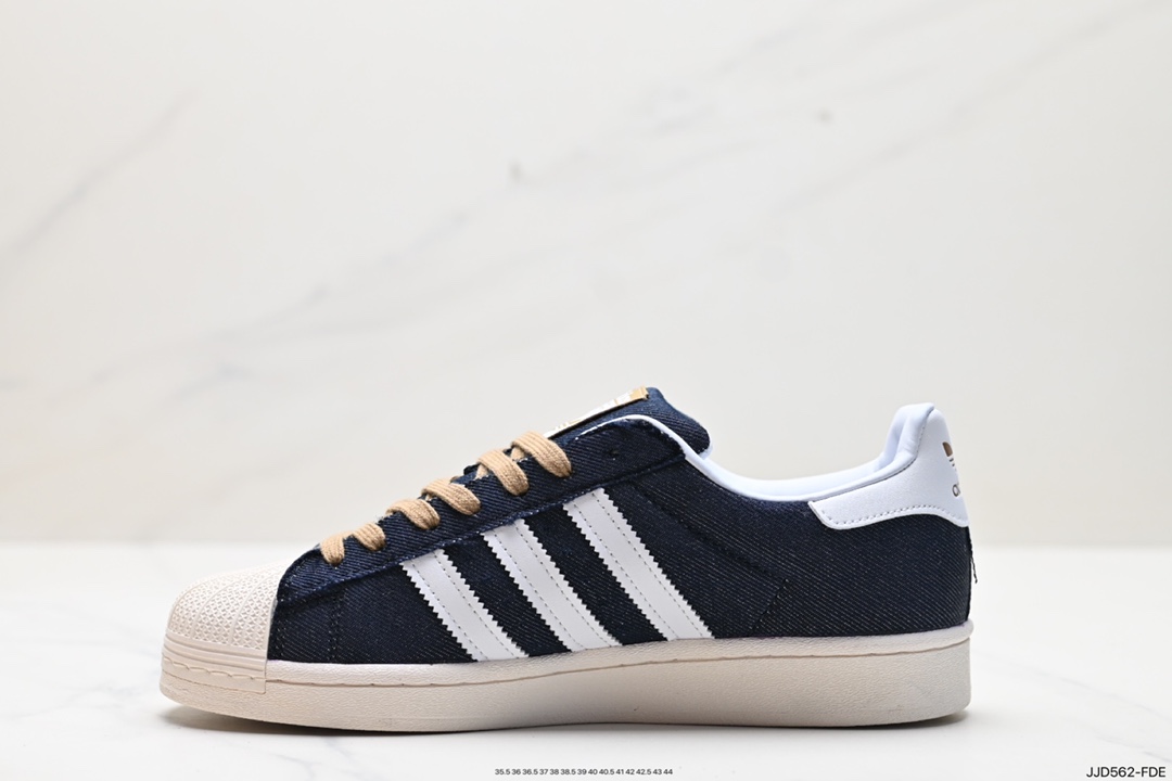 三叶草Originals Superstar “Jeans”经典贝壳头系列低帮百搭休闲运动板鞋“丹宁牛仔深蓝白”GY2918