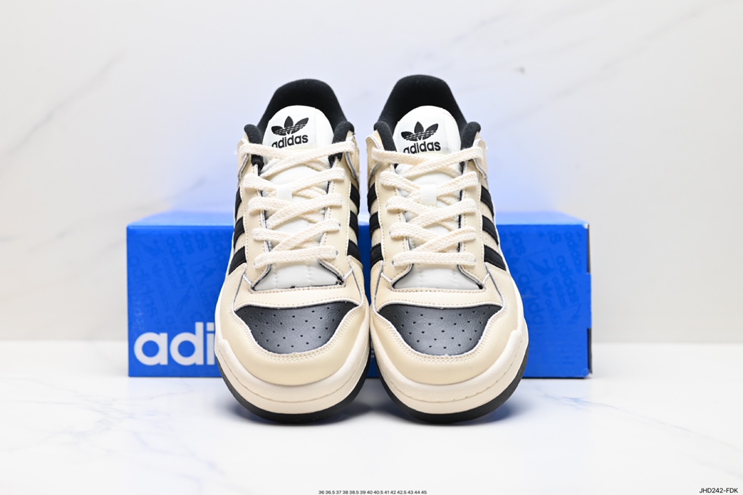 190 阿迪达斯/三叶草Adidas Originals Forum 84 Low CL罗马板鞋“皮革米白黑”IG3901