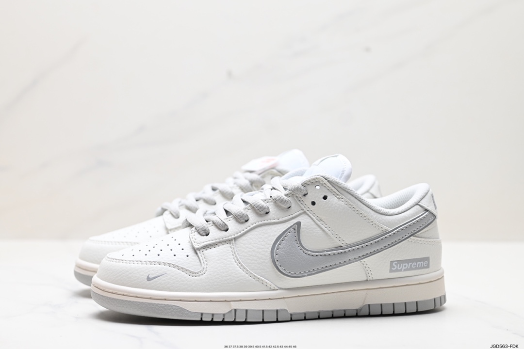 180 Supreme x Nike By You SB Dunk Low Retro SP扣篮板鞋“Sup米白烟灰车线” RM2308-233