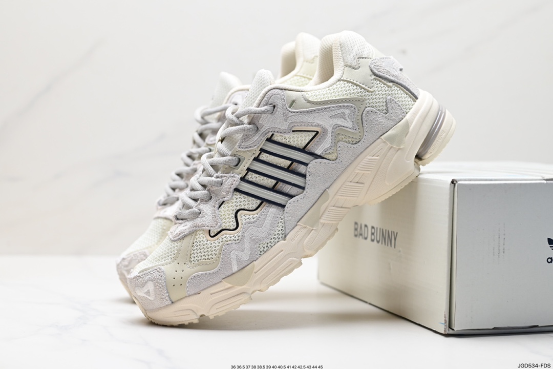 180 Bad Bunny x Adidas Originals Response CL”Wonder White“慢跑鞋“奶黄黑”IF7179