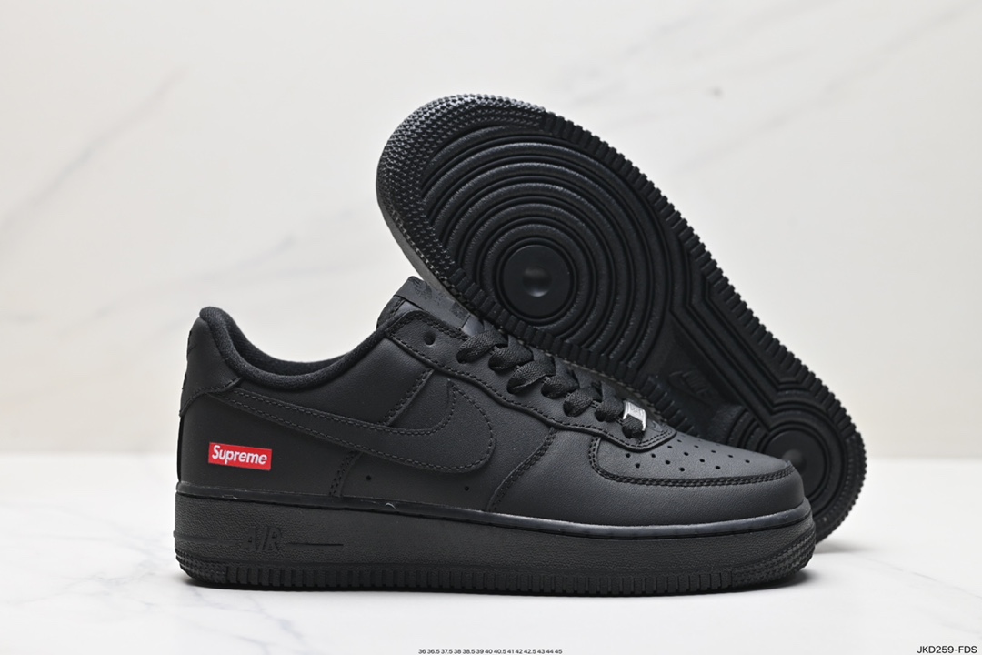 160 Nike Air Force 1 Low Supreme 全黑  CU9225-001