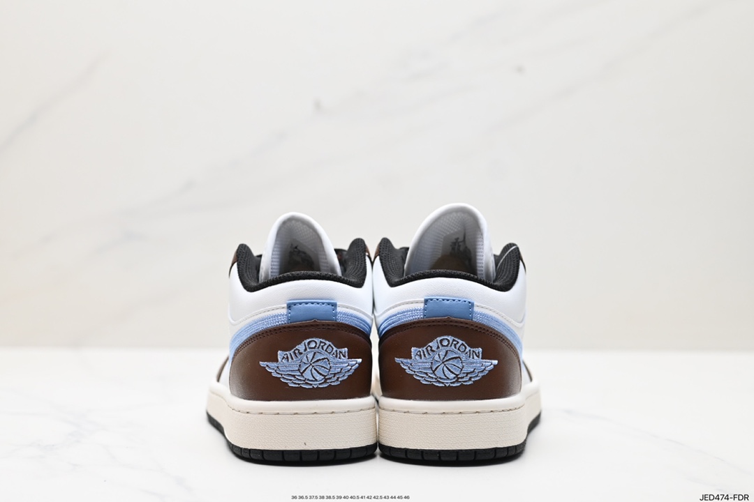 耐克Nike Air Jordan 1 Low GS”Mocha Blue Gray“AJ1乔丹一代篮球鞋“白棕摩卡棕牛仔刺绣” FQ8156-142