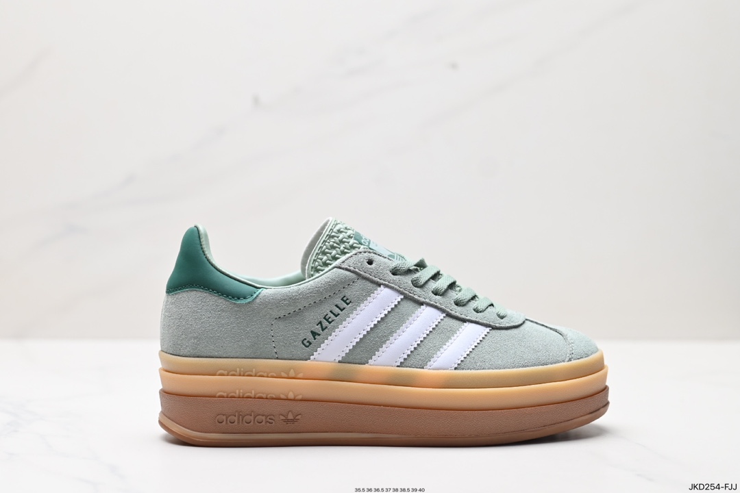 Adidas Originals Gazelle Bold W 羚羊松糕系列“翻毛灰黑生胶底“板鞋  ID6998