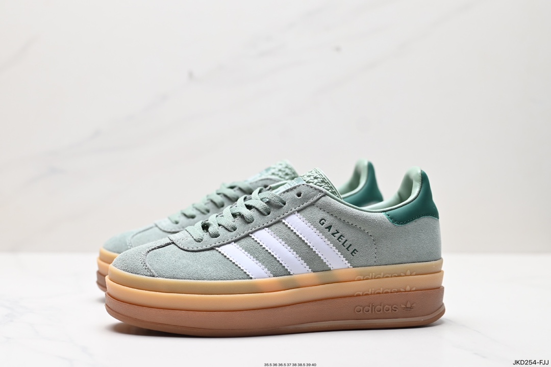 Adidas Originals Gazelle Bold W 羚羊松糕系列“翻毛灰黑生胶底“板鞋  ID6998