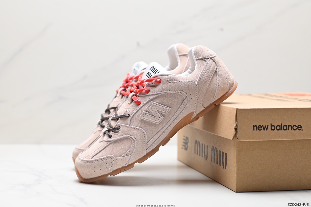 250 缪缪MiuMiu x NB新百伦New Balance 530 SL系列低帮慢跑鞋“联名翻毛卡其鞋带”5E165E_Z5O_F0401_F_D005