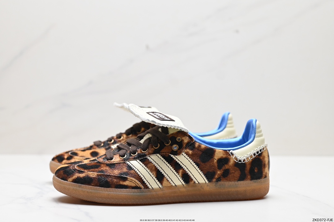 Wales Bonner x Adidas Originals Samba Classic”Black Pony“桑巴舞系列绅士德训足球百搭皮革板鞋 IE0578