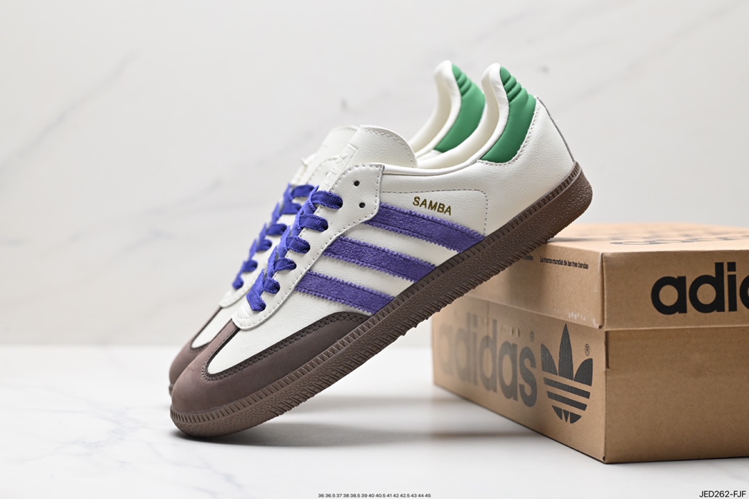 150 Adidas Originals Wmns Samba OG”Off White”桑巴舞板鞋“蓝莓优格塔米紫绿咖啡底” ID8349