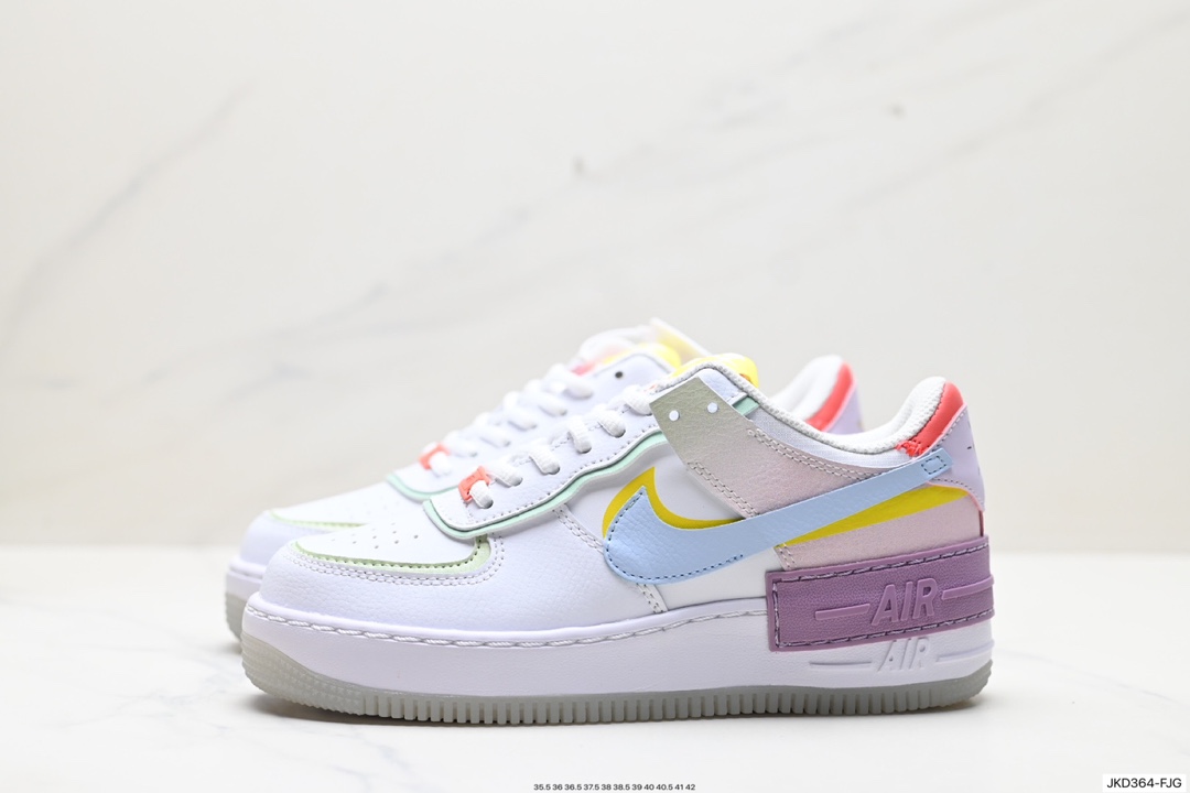 160 耐克NIKE WMNS Air Force 1 Shadow全新少女系解构主义设计 马卡龙空军一号轻量增高低帮百搭板鞋 CW2630-141