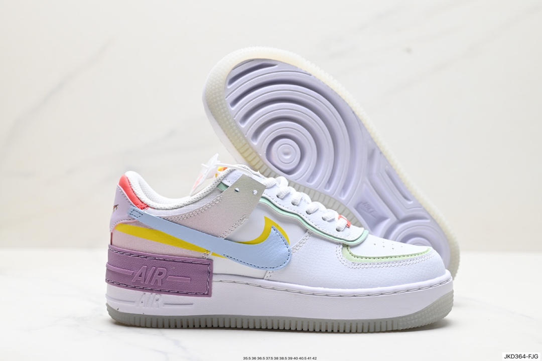 160 耐克NIKE WMNS Air Force 1 Shadow全新少女系解构主义设计 马卡龙空军一号轻量增高低帮百搭板鞋 CW2630-141