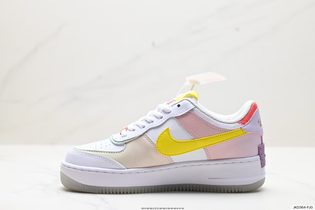 160 耐克NIKE WMNS Air Force 1 Shadow全新少女系解构主义设计 马卡龙空军一号轻量增高低帮百搭板鞋 CW2630-141