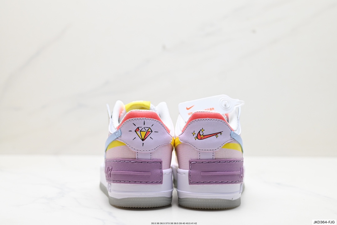 160 耐克NIKE WMNS Air Force 1 Shadow全新少女系解构主义设计 马卡龙空军一号轻量增高低帮百搭板鞋 CW2630-141